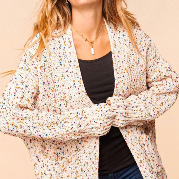 Multicolor Confetti Knit Sweater Cardigan - Picture 2 of 7